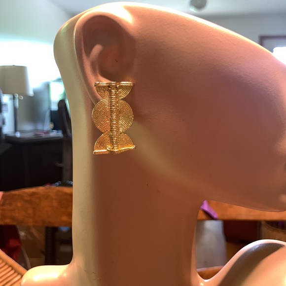 GOLD AFRICAN ETHNIC TRIBAL EARRINGS - Picture 3 of 8